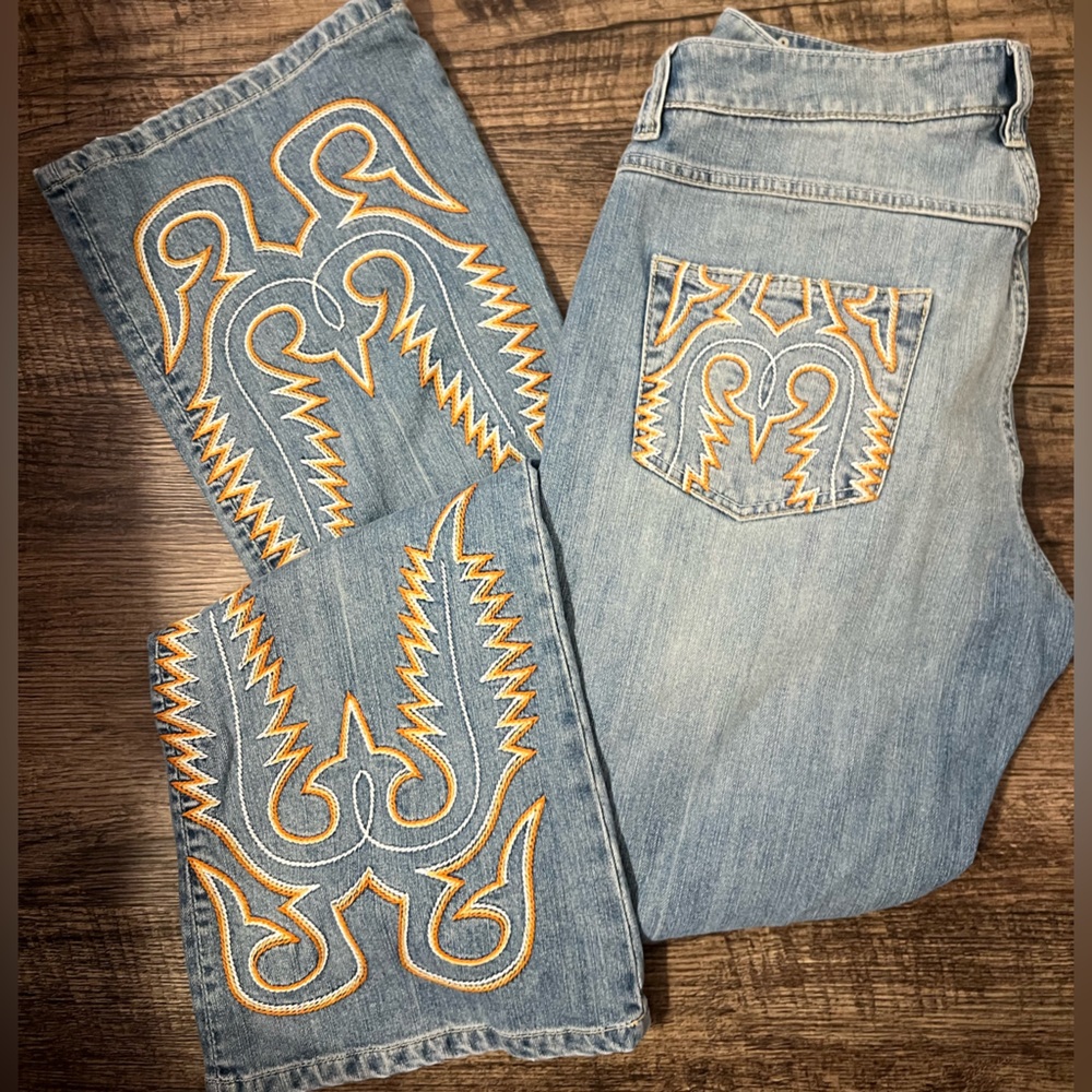 Embroidered Western Boot Stitch Double D Ranch Vintage Jeans